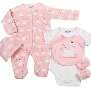 NWOT WATCH ME GROW pink swan 5 piece set